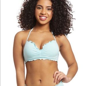 Hobie solid ruffled underwire bikini push up top